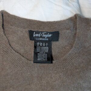 Lord & Taylor 100% Cashmere Sweater, Brown, M